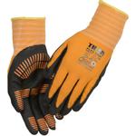 Fingerdyppet nitrilhandske,  THOR Flex Grip, 11, sort, polyester/ nitril,  med gul ribkant