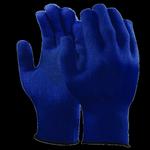Bomuld/ polyester handske, Ansell Versatouch,  7, blå, spandex/ akryl,  uden dotter, med elastisk manchet