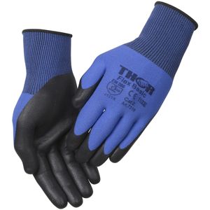 THOR Fingerdyppet nitrilhandske,  THOR Flex Basic, 9, blå, polyester/ spandex *Denne vare tages ikke retur* (1000010464*12)