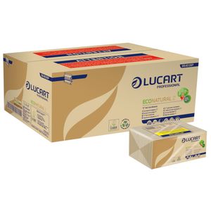 Lucart Håndklædeark,  Lucart T3 Natural, 2-lags, Z-fold, 23, 5x23cm,  9 cm, natur, 100% genbrugspapir (114018*3960)