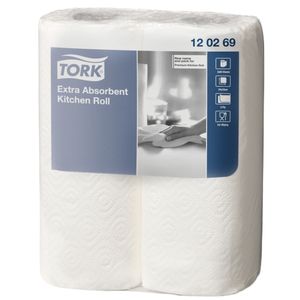 TORK Køkkenrulle,  Tork Ekstra Plus , 2-lags, 15,4m x 23cm, Ø10,7cm, hvid, 100% nyfiber (117566*24)