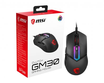 MSI Clutch GM30 wired symmetrical design Optical GAMING Mouse with RGB lighting (CLUTCH GM30)