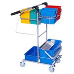 Rengøringsvogn,  Tina Trolleys, mini, 840x560x1080mm,  sølv, pulverlakeret stål, til drypsystem,  med tilbehør *Denne vare tages ikke retur*