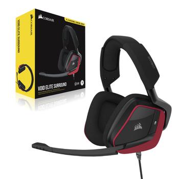 CORSAIR Gaming VOID ELITE SURROUND Headset 3,5 mm kontakt, USB Stereo Röd, Svart (CA-9011206-EU)