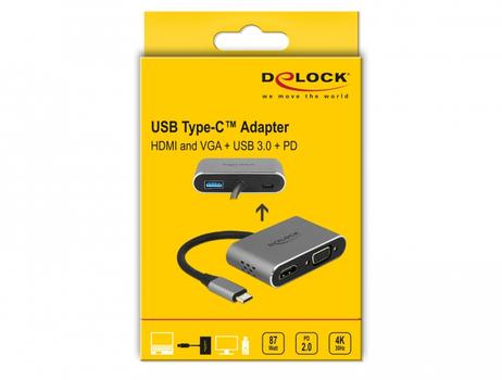 DELOCK Ekstern videoadapter 3840 x 2160 USB-C HDMI VGA (64074)