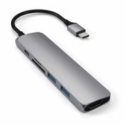 SATECHI Slim MultiPort V2 Docking (stellargrå) USB-C 49W PD, 4K HDMI, 2xUSB-A, SD, microSD, 1xUSB-C