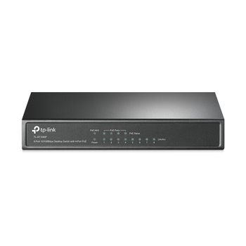 TP-LINK 8-Port 10/100 Mbps Desktop Switch with 4-Port PoE PORT: 4 10/100 Mbps PoE Ports,  4 10/100 Mbps Non-PoE Ports SPEC: 802.3af,  57 W PoE Power,  Desktop Steel Case FEATURE: Plug and Play (TL-SF1008P)