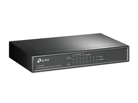 TP-LINK 8-Port Gigabit Desktop PoE Switch 8x10/ 100/ 1000Mbps RJ45 ports including 4 PoE ports steel case (TL-SG1008P)