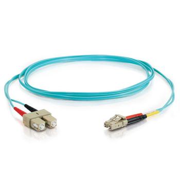 C2G G LC-SC 10Gb 50/125 OM3 Duplex Multimode PVC Fiber Optic Cable (LSZH) - Network cable - SC multi-mode (M) to LC multi-mode (M) - 1 m - fibre optic - duplex - 50 / 125 micron - OM3 - halogen-free - aqu (85531)