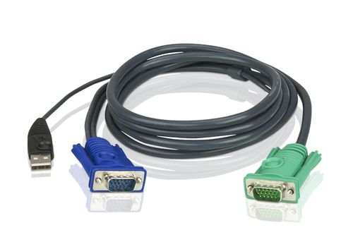 ATEN ATEN, KVM-kablage,  SPHD15 ha till HD15 ha & USB Typ A ha, 1,2m (2L5201U)