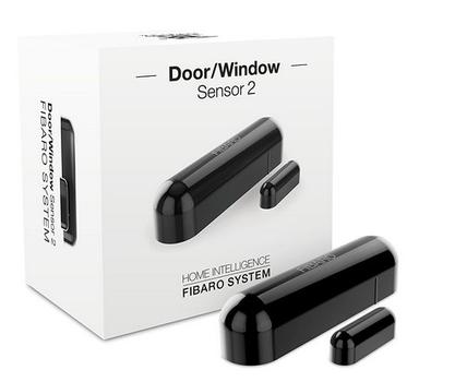 FIBARO dør/vindu sensor Sort, Trådløs magnetkontakt til dører og vinduer m/ temperatursensor (FGDW-002-3)