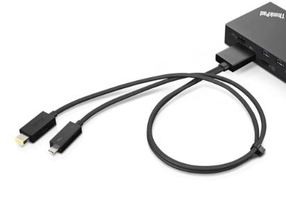 LENOVO Split Cable - Thunderbolt cable (M) (M) - Thunderbolt 3 - 67 cm - black - CRU - for ThinkCentre M80s Gen 3, M80t Gen 3, M90a Gen 3, M90a Pro Gen 3, M90s Gen 3, M90t Gen 3 (4X90U90616)