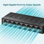 TP-LINK LiteWave 8-Port Gigabit Desktop Switch 
PORT: 8 Gigabit RJ45 Ports
SPEC: Desktop Plastic Case
FEATURE: Plug and Play (LS1008G)