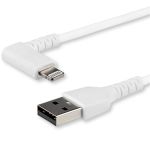STARTECH 1M ANGLED LIGHTNING TO USB CABLE-APPLE MFI CERTIFIED-WHITE CABL (RUSBLTMM1MWR)