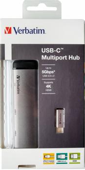 VERBATIM USB Hub Verbatim USB-C 3.1 4-Port portable Grey 2xUSB 3.0, HDMI, USB-C (49140)