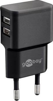 GOOBAY Dual Apple Lightning charger set 2.4 A, black, 1 m - power unit with 2 USB ports and Apple Lightning cable (44995)