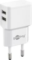 Goobay Dual USB charger 2.4 A, white - with 2 USB ports, slim design