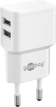 GOOBAY Dual USB charger 2.4 A, white - with 2 USB ports, slim design (44952)