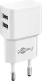 Goobay Dual USB charger 2.4 A, white - with 2 USB ports, slim design (44952)