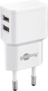 Goobay Dual USB charger 2.4 A, white - with 2 USB ports, slim design