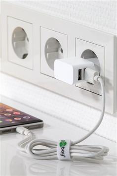 Goobay Dual USB charger 2.4 A, white - with 2 USB ports, slim design (44952)
