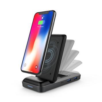Hyper - Hyperdrive 7.5W Wireless Charger Stand + USB-C Hub (HD258B)