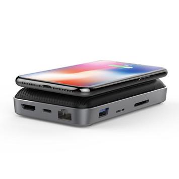 Hyper - Hyperdrive 7.5W Wireless Charger Stand + USB-C Hub (HD258B)