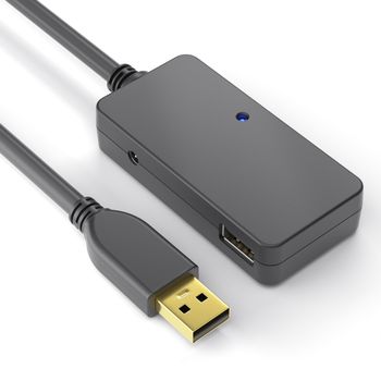 PURELINK Aktiv USB 2.0 forlænger kabel med HUB, 6,0m, USB-A: Han - USB-A: Hun, Sort, 4x USB porte (DS2200-060)