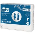 Toiletpapir,  Tork T4 Advanced, 2-lags, 34,7m x 9,9cm, Ø10,4cm, hvid, blandingsfibre