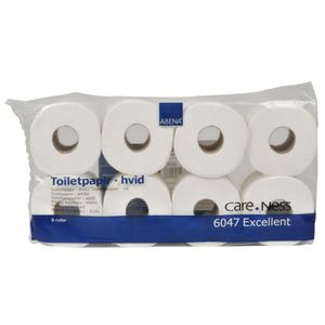 ABENA Toiletpapir,  Abena Care-Ness Excellent,  3-lags, 34,2m x 9,75cm, hvid, 100% nyfiber (604702*72)