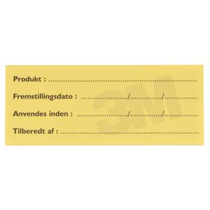 3M Label, 3M Post-it, 5, 5x2, 4cm,  gul, til mærkning af fødevarer,  50 ark pr. blok (6257*6)