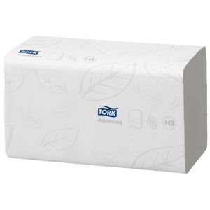 TORK Håndklædeark,  Tork H3 Advanced, 2-lags, V-fold, 23x24, 8cm,  11,5 cm, hvid, blandingsfibre (23906101*3750)