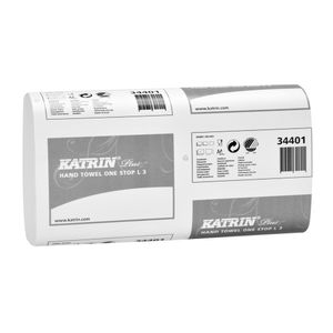 KATRIN Håndklædeark,  Katrin Plus, 3-lags, W-fold, 34x23, 5cm,  8,5 cm, hvid, 100% nyfiber (612904*1890)