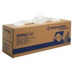 Industriaftørring,  Kimberly-Clark Wypall L40, 1-lags, 25x42cm, hvid, nonwoven *Denne vare tages ikke retur*