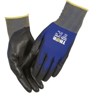 THOR Fingerdyppet PU handske, THOR Extra Light, 7, blå, PA/ polyester,  ribkant *Denne vare tages ikke retur* (49009701*12)