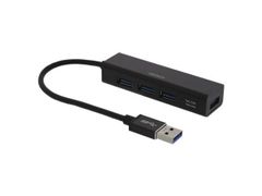 DELTACO USB-pienoishubi, 4 USB-A-porttia, USB 3.1 Gen 1, musta