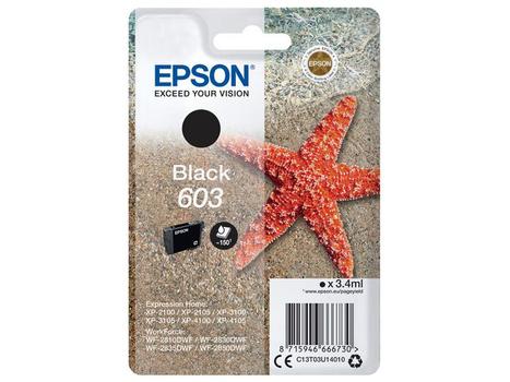 EPSON n Ink Cartridges,  603, Starfish, Singlepack,  1 x 3.4 ml Black, Standard (C13T03U14010)