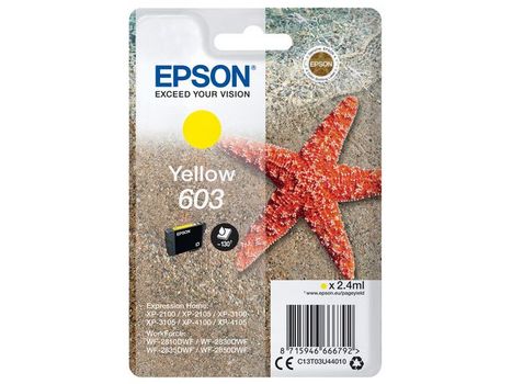 EPSON n Ink Cartridges,  603, Starfish, Singlepack,  1 x 2.4 ml Yellow, Standard (C13T03U44010)