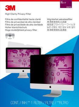 3M High Clarity Privacy Filter for Apple iMac 27" 16:9 HCMAP002 - Display privacy filter - 27" wide - black - for Apple iMac (27 in) (HCMAP002)