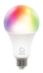 DELTACO SMART HOME RGB LED light, E27, WiFI, 9W, 16m colors, white (SH-LE27RGB)