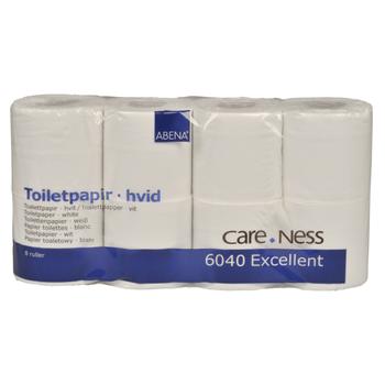 ABENA Toiletpapir,  Abena Care-Ness Excellent,  2-lags, 33,75m x 9,8cm, Ø10cm, hvid, 100% nyfiber (604002*64)