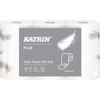 KATRIN Toiletpapir,  Katrin Plus, 3-lags, 35,6m x 9,7cm, Ø120mm, hvid, 100% nyfiber (1000010164*42)