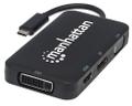MANHATTAN USB-C 4-in-1 Audio/Video Converter - USB 3.1 Type-C Male to HDMI/DP/VGA/DVI Female - Black