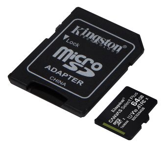 KINGSTON Canvas Select Plus microSD/ SD-card - 100MB - 64GB (SDCS2/64GB)