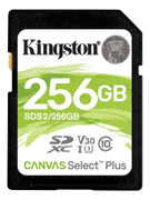 KINGSTON Canvas Select Plus - Flash memory card - 256 GB - Video Class V30 / UHS-I U3 / Class10 - SDXC UHS-I (SDS2/256GB)