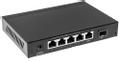 INTELLINET SFP Combo Port, 4 x PSE Ports, IEEE 802.3at/ af Power over  ( / ) Compliant,  80 W, Desktop (Euro 2-pin plug) Switch 5-porte Gigabit  PoE+ (561174)