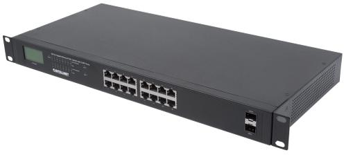 INTELLINET 2 SFP Ports, LCD Display, IEEE 802.3at/ af Power over  ( / ) Compliant,  370 W, Endspan, 19 Rackmount (Euro 2-pin plug) Switch 16-porte Gigabit  PoE+ (561259)