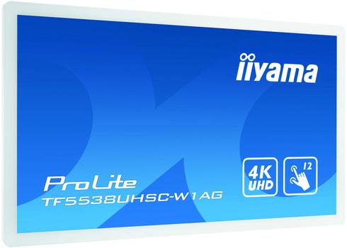 IIYAMA Kosketusnäyttö,  kapasitiivinen - 55inch PCAP WHITE Anti-glare Bezel Free 15-Points Touch Screen, 3840x2160 (4K), (TF5538UHSC-W2AG)
