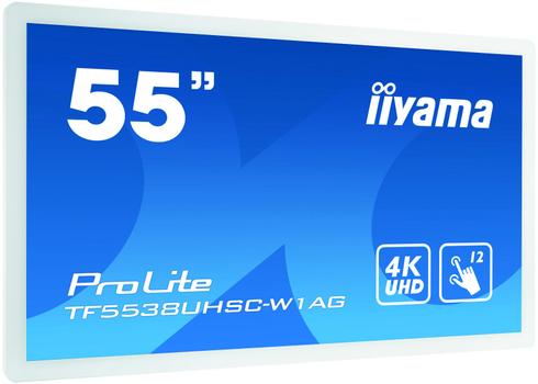 IIYAMA Kosketusnäyttö,  kapasitiivinen - 55inch PCAP WHITE Anti-glare Bezel Free 15-Points Touch Screen, 3840x2160 (4K), (TF5538UHSC-W2AG)
