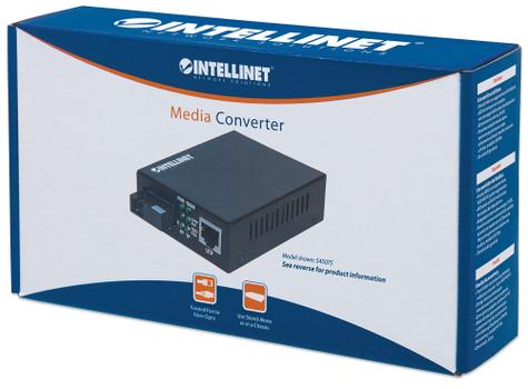 INTELLINET Single Mode Media Converter,  Base-Tx to 100Base-Fx (SC) Single-Mode,  20km (Euro 2-pin plug) Fibermedieomformer Ethernet Fast Ethernet (507332)